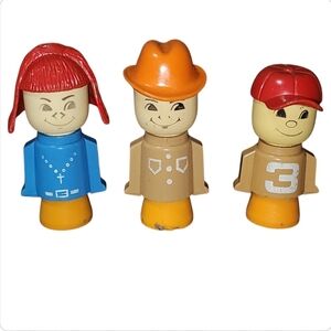 Antique 1970 s Matchbox Toy People Little Figurines Lot Of 3 Boy Girl & Cowboy